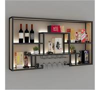 Floating LED Bar Shelf, Multi-Layer Metal Wine Bottle & Glass Rack, Illuminated Wall Mounted Display Shelf for Home and Commercial Use