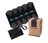 FLOATING LOTUS Reusable Sanitary Pads (5pk Small: Light to Medium Period Flow) Black Washable Bamboo Menstrual Towels Panty Liners inc Waterproof Bag
