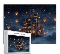 Floating Magic Castle 1000 Piece Jigsaw Puzzles for Adults Jack-O'-Lantern Scene Art Jigsaw Puzzle Colorful DIY Puzzles for Home Decoration Gifts Family Puzzle Perfect for Game Nights 70×50 cm