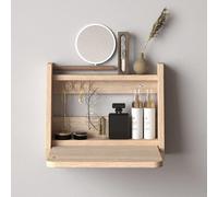 Floating Makeup Vanity Desk Wall-Mounted Space-Saving Dressing Table with Storage and Mirror for Bedroom Stylish and Functional Makeup Organizer