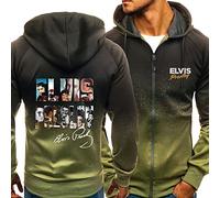 FLOATING Man Hoodies with Zipped, Elvis Work Hoodies Comfy Long Sleeve T Shirt for Travel Mountaineering-Green||3XL