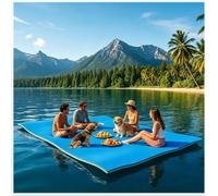Floating Mat - Floating Island - 3-Layer Floating Water Mat, Water Trampoline for Adults, Tear-Resistant XPE Foam Mat for Lake Beach Ocean Pool,Blue,550x140x 3.3cm