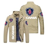 FLOATING Mens Casual Jacket Sc.an.ia, Full Zip Mens Bomber Jackets, Leisure Thin Coats with Multi Pockets for Outdoor-Khaki||L