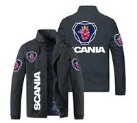FLOATING Mens Casual Jacket Sc.an.ia, Full Zip Mens Bomber Jackets, Leisure Thin Coats with Multi Pockets for Outdoor-Black||L