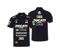 FLOATING Men's Classic T-shirt DUCA.TI Print Short Sleeve Turn-down Collar Sports Golf Tennis Color Contrast Top-Black||XL