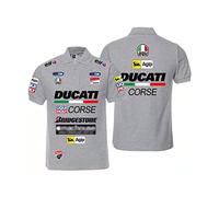 FLOATING Men's Classic T-shirt DUCA.TI Print Short Sleeve Turn-down Collar Sports Golf Tennis Color Contrast Top-Grey||2XL