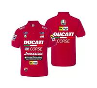 FLOATING Men's Classic T-shirt DUCA.TI Print Short Sleeve Turn-down Collar Sports Golf Tennis Color Contrast Top-Red||L