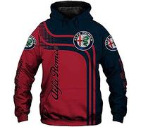 FLOATING Mens Hoodie Alfa Ro-meo Jacket Long Sleeve Soft Fashion Comfortable Mens Hoodies Pullover with Pocket-Red||2XL
