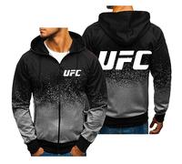 FLOATING Mens Hoodies Zip Up U.F.C, Breathable Men Jacket with Hood, Comfortable Sports Hoody for Winter Outdoor Training-Grey||XL
