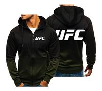 FLOATING Mens Hoodies Zip Up U.F.C, Breathable Men Jacket with Hood, Comfortable Sports Hoody for Winter Outdoor Training-Green||M