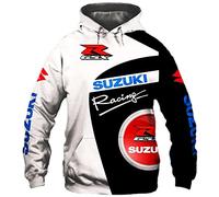 FLOATING Mens Hoody SU.ZU.KI Long Sleeve Printing Hoodies, Pullover, Stylish Lightweight Men Hoodies with Pockets-White||3XL