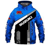 FLOATING Mens Hoody SU.ZU.KI Long Sleeve Printing Hoodies, Pullover, Stylish Lightweight Men Hoodies with Pockets-Blue||XL