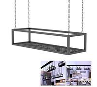 Floating Metal Iron Display Shelves Kitchen Storage Rack with Pot Pan Holder Wine Rack and Flower Pot Stand for Bar Living Room and Flower Shop Decorative Wall Mounted Shelf nizer (Color op