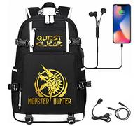 FLOATING Monst-er Hunt-er Student School Bag, 3D Cool Printed Backpacks with USB Charging Port, Comfortable College Bookbags for Unisex Students-D||47X30X15CM