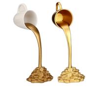 Floating Mug - Resin Sculpture with Gold Coin, White Gold Splash Coffee Ornament, Novelty Casting Coffee Cup Design, Lightweight Table Decoration | Floating Funny for Home Studio