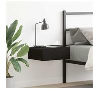 Floating Nightstand Black Oak 40x32x15cm Engineered Wood Wall-Mounted Shelf Unit