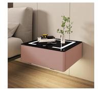 Floating Nightstand LED Wall Mounted Bedside Table with Charging Station and 1 Drawer, Glass Top Floating Shelves for Bedroom