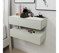 Floating Nightstand Set of 2, Wooden Night Stand with Drawers, Wall Mounted Bedside Table, Side Table for Bedroom, Living Room, Office(White,23.6in)