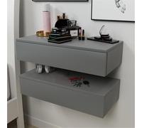 Floating Nightstand Set of 2, Wooden Night Stand with Drawers, Wall Mounted Bedside Table, Side Table for Bedroom, Living Room, Office(Gray,15.7in)