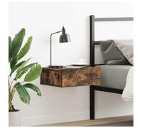 Floating Nightstand Smoked Oak 40x32x15cm Engineered Wood Wall-Mounted ShelfUnit