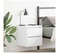 Floating nightstand wall-mounted white engineered wood 38x34x40 cm with storage