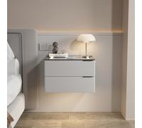 Floating Nightstand with Drawer and Charging Station, High Gloss LED for Bedroom and Living Room