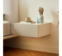 Floating Nightstand With Drawers, Wood Wall Mounted Bedside Table, Bottom Sensor Light For Bedroom, Home Small Space(White)
