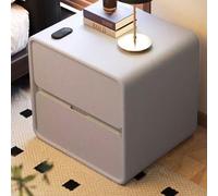Floating Nightstand with Hidden Compartment - Sturdy Steel e - Solid Wood Design - 1cm Elevated Top - Light Gray - 40CM/16IN Width Night Table for Bedroom Storage