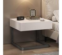 Floating Nightstand with Secret Compartment - Sturdy Steel e - Solid Wood - 1cm Elevated Top - Modern Design - Night Table for Bedroom Storage A/White L:50CM/20IN