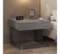 Floating Nightstand with Secret Compartment - Sturdy Steel e - Solid Wood - 1cm Raised Top - Modern Bedside Table - Gray - 50CM/20IN Night Table for Bedroom