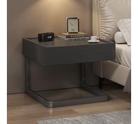 Floating Nightstand with Secret Compartment - Sturdy Steel e - Solid Wood Bedside Table - 1cm Elevated Top - Modern Black Design - 50CM/20IN Storage Solution