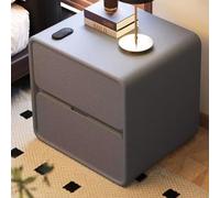 Floating Nightstand with Secret Compartment - Sturdy Steel e - Solid Wood Night Table - 1cm Raised Top - Modern Dark Gray Bedside Table 45CM/18IN