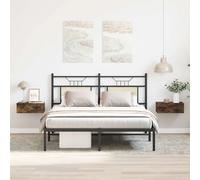 Floating nightstands 2pcs Smoked oak 40x30x15cm Engineered wood Set Wall-mounted