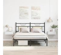 Floating Nightstands White 40x30x15cm Engineered Wood Wall-Mounted Drawer Set 2