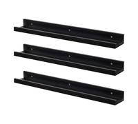 Floating Picture Ledge Wall Shelves - 57cm - Pack of 3 Harbour Housewares Black One Size