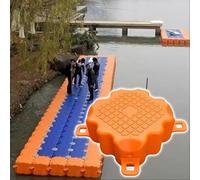 Floating Pier for Lake Fishing Portable Heavy Duty Fishing Platform Kit High Load-Bearing Capacity Modular Plastic Pontoon DIY Large Floating Dock for Yachts Boats,Orange,S