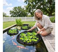 Floating Plant Barrier, 3PCS Pond Net - Round (17.7/23.6/31.5 Inch) Fish-Resistant Islands for Plants Protection, Floating Pond Planter, Plant Barrier