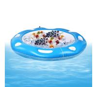 Floating Play Table for Pool - Inflatable Floatable for Adults, Floating Mirror, Portable Play Table for 4-6 People with Shelf for Snacks & Drinks for Camping, Garden & Leisure
