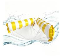 Floating Pool Chair - 2-in-1 Striped Inflatable Hammock | Convertible Floating Chair to Travel Bed | Suitable for Water Lake Sea Beach Pond River Indoor Outdoor Camping