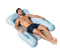 Floating Pool Chair,Folding Mesh Base Raft Mat - Three-sided Support Anti-tip Inflatable Pool Bed - for Pond Lake River Party Beach Summer Water Game Tanning Child Youth Women Men Adult