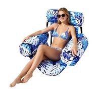 Floating Pool Chair - Folding Seat with Backrest, Maple Leaf Pattern, Inflatable Pool Chair, for Adults for Swimming and Sunbathing in Summer on the River Lake Pond and on