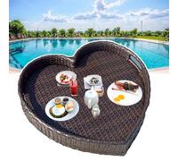 Floating Pool Plate Handmade Weaving & Deform-Resistant Large Capacity Waterproof Rustproof Perfect for Serving Drinks & Brunch Outdoors