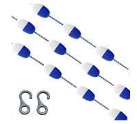 Floating Pool Safety Divider, 100ft Swim Lane Line, Buoy Demarcation Line Rope with Bi-Tone Floating Buoys & 2 Pre-Assembled Hooks, Blue And White