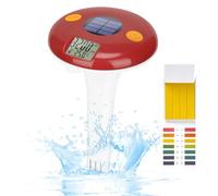 Floating Pool Salt Tester, Digital Salinity Meter for Saltwater Pool,Thermometer with pH Test Strips,Solar Powered Salinity Tester with ATC, Salt Test Kit for Swimming Pool Hot Tub