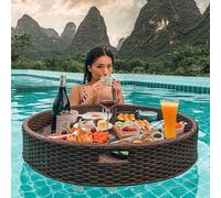 Floating Pool Table Tray 80cm Brown - Perfect for Serving Drinks Snacks & Brunch at the Pool & Stylish Floating Plate for Summer Fun Ideal for Pool Parties