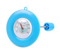 Floating Pool Thermometer Easy Read - Battery-Free, Color-Coded Ideal Zone, IPX6 Waterproof 304 Stainless Steel Probe, Tether & Suction Cup for Pool, Hot Tub, Spa, Pond & Cold Plunge, Blue