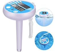 Floating Pool Thermometer, Solar Digital Pool Thermometer with Rope Easy to Read Large LCD Display Waterproof Pools Temperature Gauge for Hot Tub, Spa, Pools
