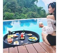 Floating Pool Tray, Bamboo Serving Basket, Waterproof & Durable for Outdoor Use, Ideal for Breakfast and Snacks at the Pool, 60CM