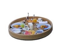 Floating Pool Tray Pool Accessories Serving Tray Rattan Floating Tray For Swimming Pool Round Floating Table Drink Food Plate