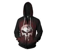 FLOATING Pun.ish-er Anime Jumpers for Men, Spring Fall 3D Graphic Print Hoody with Pocket, Breathable Full Sleeves Jacket Sportswear with Hood-Black C||M